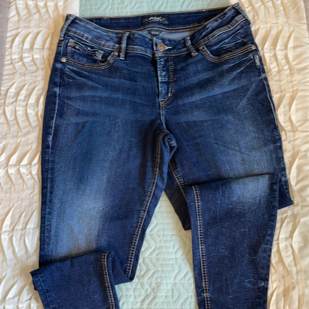 Silver jeans. Skinny crop